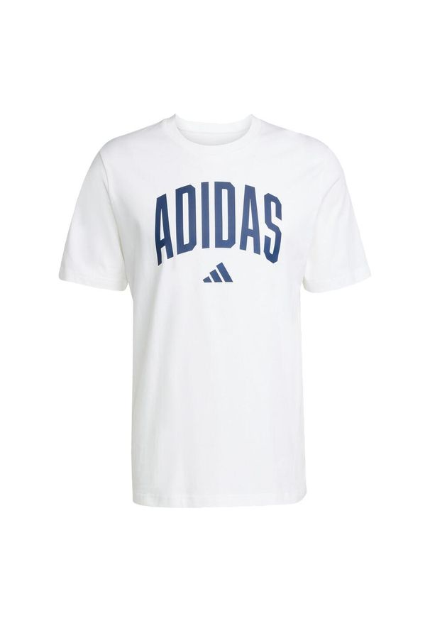 Adidas - Koszulka Collegiate Lineage Graphic. Kolor: biały. Materiał: bawełna. Sport: fitness