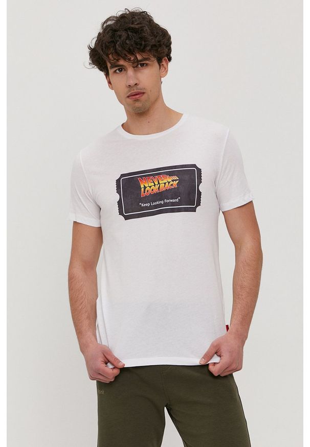 John Frank - T-shirt. Okazja: na co dzień. Kolor: biały. Wzór: nadruk. Styl: casual