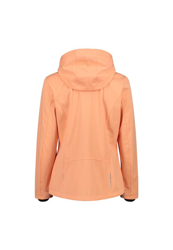 Kurtka damska turystyczna CMP 39A5016. Typ kołnierza: kaptur. Kolor: pomarańczowy, wielokolorowy, żółty. Materiał: softshell. Sport: turystyka piesza