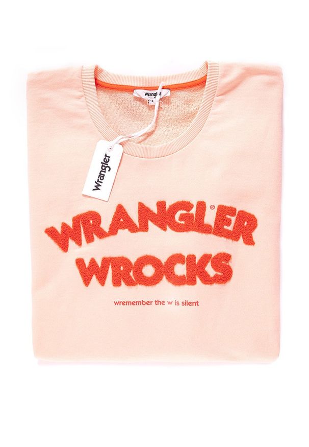Wrangler - BLUZA WRANGLER DAMSKA WROCKS SWEAT PEACH PARFAIT W601OHYUD 112130375. Wzór: aplikacja