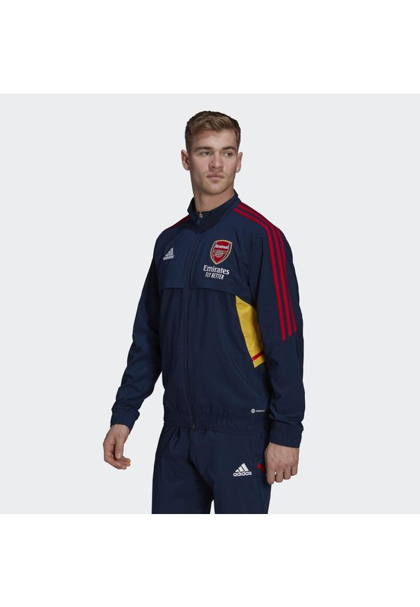 Kurtka do piłki nożnej męska Adidas Arsenal Presentation Condivo 2022/23. Kolor: niebieski. Materiał: dresówka