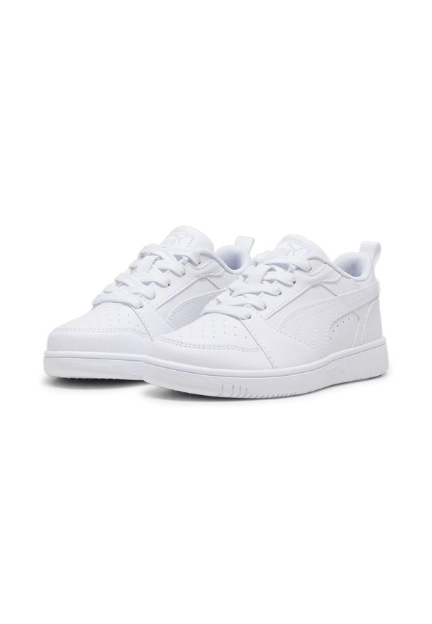 Puma - Dziecięce sneakersy Rebound V6 Lo PUMA White Cool Light Gray. Kolor: szary, biały, wielokolorowy. Sport: bieganie