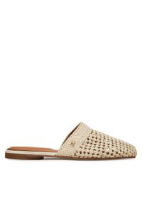 TOMMY HILFIGER - Tommy Hilfiger Klapki Crochet Mule FW0FW08413 Écru. Materiał: skóra
