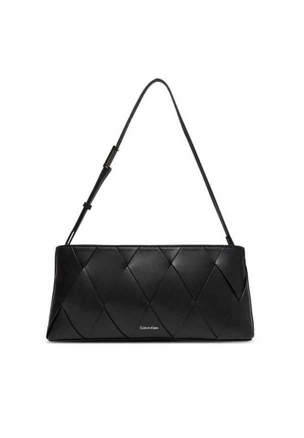 Calvin Klein Torebka Ck Woven Elongated Shoulder Bag K60K612992 Czarny. Kolor: czarny. Materiał: skórzane