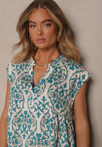 Renee - Zielona Rozkloszowana Sukienka z Bawełny z Falbanką Livalia. Okazja: na co dzień. Kolor: zielony. Materiał: bawełna. Sezon: wiosna. Styl: elegancki, casual