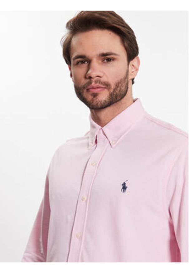 Polo Ralph Lauren Koszula 710654408101 Różowy Slim Fit. Typ kołnierza: polo. Kolor: różowy. Materiał: bawełna