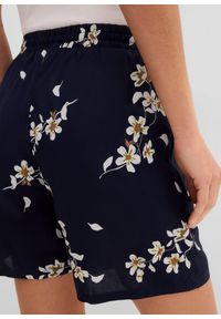 bonprix - Szorty z wiskozy z wiązanym paskiem (2 szt.). Kolor: niebieski. Materiał: wiskoza. Długość: krótkie. Wzór: nadruk #2