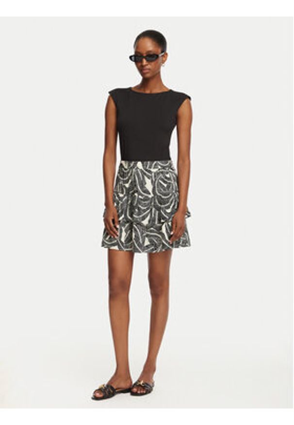 only - ONLY Spódnica mini Nova 15372459 Szary ciemny Regular Fit. Kolor: szary. Materiał: wiskoza