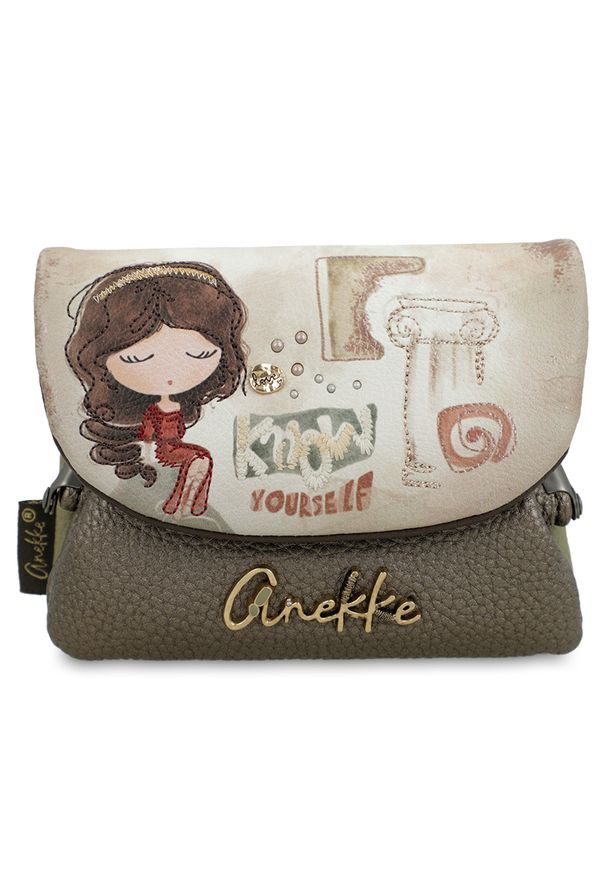 Brązowy Kompaktowy Damski Portfel Anekke Muse. Kolor: brązowy