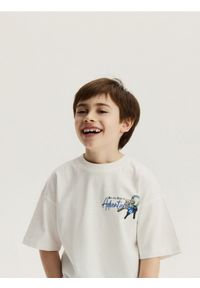 Reserved - Bawełniany t-shirt z nadrukiem - biały. Kolor: biały. Materiał: bawełna. Wzór: nadruk #1