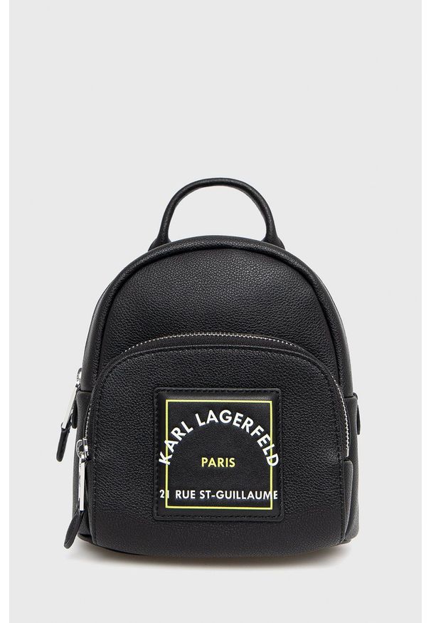 Karl Lagerfeld - Plecak skórzany. Kolor: czarny. Materiał: skóra. Wzór: aplikacja