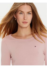 TOMMY HILFIGER - Tommy Hilfiger Bluzka WW0WW38869 Różowy Slim Fit. Kolor: różowy. Materiał: wiskoza #4