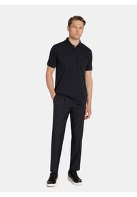 Pako Lorente - PAKO LORENTE - Granatowe bawełniane polo w prążki. Okazja: na co dzień. Typ kołnierza: polo. Kolor: niebieski, czarny. Materiał: bawełna. Długość rękawa: krótki rękaw. Długość: krótkie. Wzór: prążki. Styl: casual #7