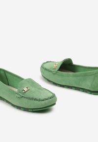 Born2be - Jasnozielone Mokasyny Niwita. Nosek buta: okrągły. Kolor: zielony. Materiał: jeans, len. Wzór: jednolity. Styl: klasyczny #3