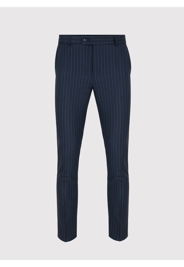 Pako Lorente - PAKO LORENTE – Spodnie garniturowe w kolorze granatowym w prążek. Kolor: niebieski. Wzór: prążki. Styl: elegancki