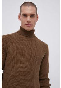 Premium by Jack&Jones - Sweter bawełniany. Typ kołnierza: golf. Kolor: zielony. Materiał: bawełna #4