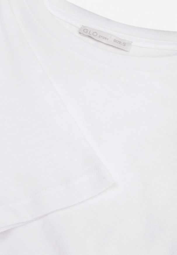 Renee - Biały T-shirt Errona. Kolor: biały. Materiał: jeans, dzianina. Długość rękawa: krótki rękaw. Długość: krótkie