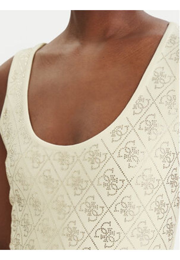 Guess Top W6GP10 K2932 Żółty Regular Fit. Kolor: żółty. Materiał: bawełna