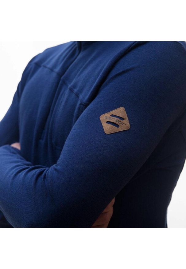 SENSOR - Męska koszulka Baselayer Merino Extreme z długim rękawem i zamkiem błyskawicznym. Kolor: niebieski. Materiał: wełna, dzianina, prążkowany. Długość rękawa: długi rękaw. Długość: długie