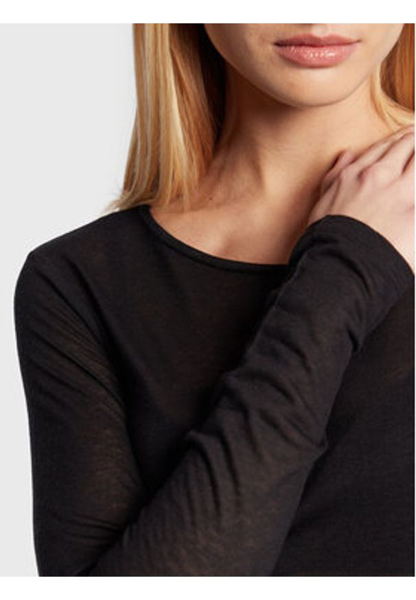 Sisley Bluzka 3XY4L126X Czarny Regular Fit. Kolor: czarny. Materiał: wiskoza, wełna