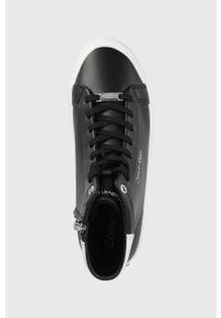 Calvin Klein buty skórzane kolor czarny. Nosek buta: okrągły. Zapięcie: sznurówki. Kolor: czarny. Materiał: skóra