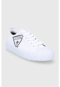 Guess Tenisówki damskie kolor biały. Nosek buta: okrągły. Zapięcie: sznurówki. Kolor: biały. Materiał: guma #5