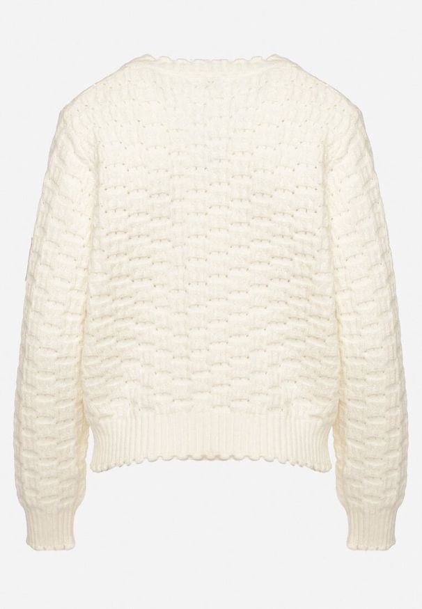 Born2be - Beżowy Kardigan Oversize Zapinany na Guziki z Ozdobnym HaftemKalabrine. Okazja: na co dzień. Kolor: beżowy. Materiał: jeans. Wzór: haft. Styl: casual, elegancki