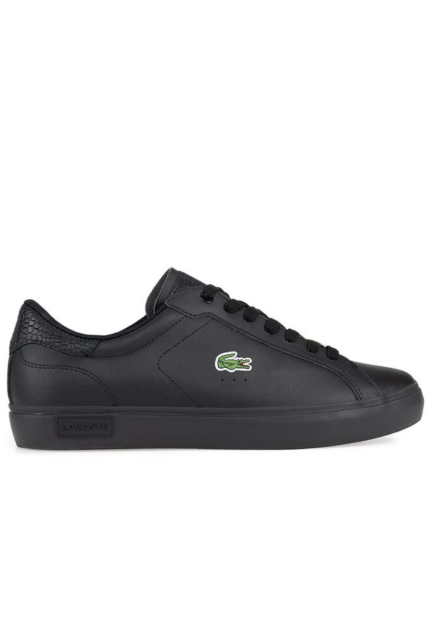 Buty Lacoste Powercourt 741SMA0030-02H - czarne. Okazja: na co dzień. Zapięcie: sznurówki. Kolor: czarny. Materiał: guma, skóra. Szerokość cholewki: normalna