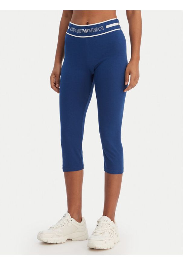 Emporio Armani Underwear Legginsy EW003673 AF19023 UB078 Granatowy Slim Fit. Kolor: niebieski. Materiał: bawełna