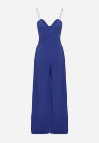 Born2be - Niebieski Kombinezon z Trójkątnym Dekoltem na Cienkich Ramiączkach Iliantia. Kolor: niebieski. Materiał: tkanina. Długość rękawa: na ramiączkach. Sezon: lato #4