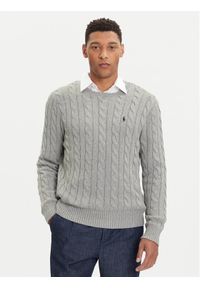Polo Ralph Lauren Sweter 710775885013 Szary Regular Fit. Typ kołnierza: polo. Kolor: szary. Materiał: bawełna