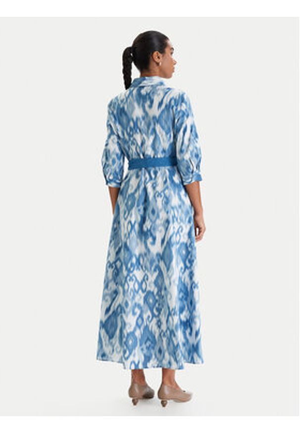 Luisa Spagnoli Sukienka koszulowa Palato 542965 Niebieski Regular Fit. Kolor: niebieski. Materiał: bawełna. Typ sukienki: koszulowe