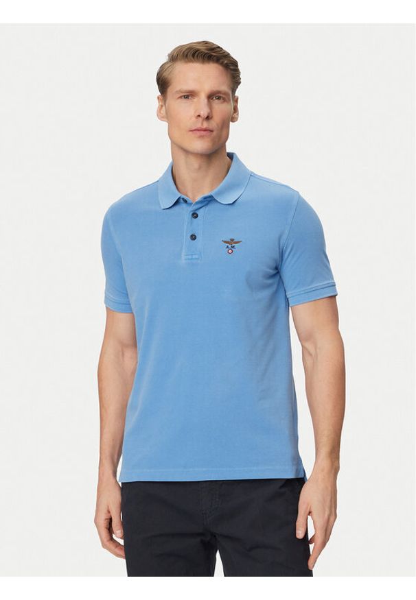 Aeronautica Militare Polo 261PO1925UP00406 Błękitny Regular Fit. Typ kołnierza: polo. Kolor: niebieski. Materiał: bawełna