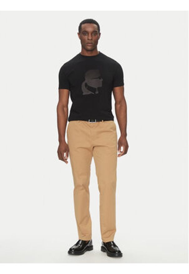 Karl Lagerfeld - KARL LAGERFELD T-Shirt 755054 552221 Czarny Regular Fit. Typ kołnierza: dekolt w karo. Kolor: czarny. Materiał: bawełna