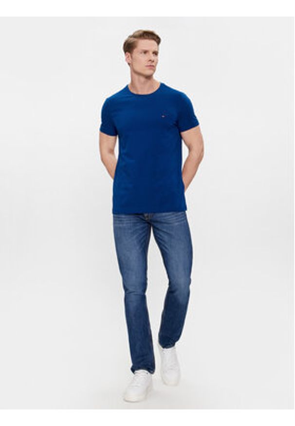 TOMMY HILFIGER - Tommy Hilfiger T-Shirt Stretch Slim Fit Tee MW0MW10800 Niebieski Slim Fit. Kolor: niebieski. Materiał: bawełna