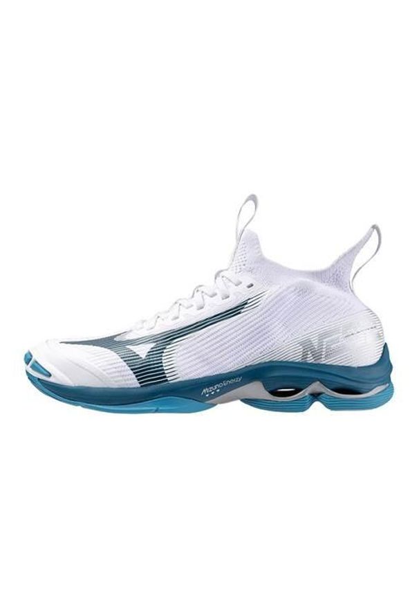Buty siatkarskie męskie Mizuno Wave Lightning Neo 2. Kolor: biały, wielokolorowy, szary. Materiał: syntetyk, materiał. Szerokość cholewki: normalna. Model: Mizuno Wave