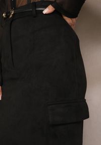 Renee - Czarna Maxi Spódnica z Dzianiny z Ozdobnym Rozcięciem i Kieszeniami Arirpe. Kolor: czarny. Materiał: dzianina. Styl: elegancki #2