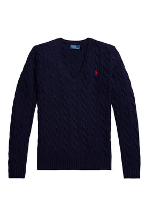 Polo Ralph Lauren Sweter 211971866003 Granatowy Slim Fit. Typ kołnierza: polo. Kolor: niebieski. Materiał: wełna