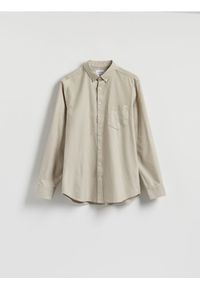 Reserved - Bawełniana koszula regular fit - beżowy. Kolor: beżowy. Materiał: bawełna