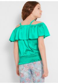 Bluzka dziewczęca off-shoulder bonprix zielony karaibski. Kolor: zielony #5