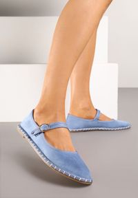 Born2be - Jasnoniebieskie Balerinki Espadryle z Paseczkiem na Sprzączkę Miloritia. Okazja: na co dzień, na spotkanie biznesowe, do pracy, na spacer. Zapięcie: sprzączka. Kolor: niebieski. Wzór: ażurowy. Sezon: lato. Styl: biznesowy, klasyczny, elegancki, casual