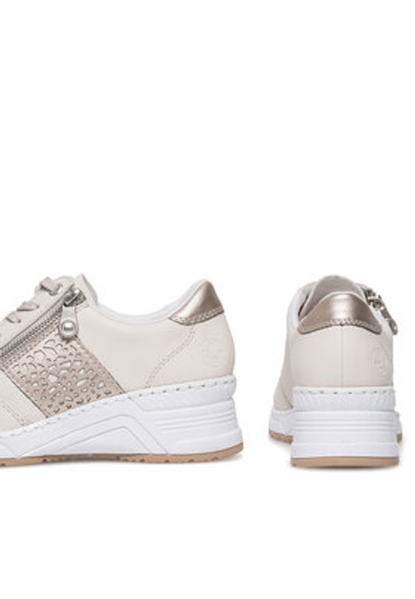 Rieker Sneakersy N4344-60 Écru. Materiał: skóra
