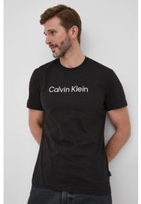Calvin Klein t-shirt bawełniany kolor czarny z nadrukiem. Kolor: czarny. Materiał: bawełna. Wzór: nadruk