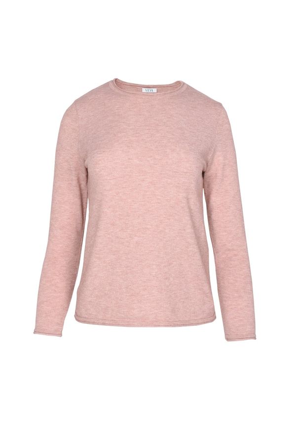 VEVA - Różowy cienki sweterek Smooth Coziness. Kolor: różowy. Materiał: jeans. Długość: długie. Sezon: jesień. Styl: klasyczny