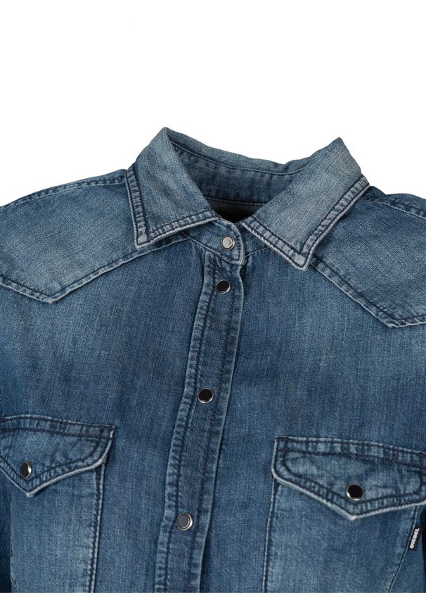Diesel Koszula "De Pratt" | 00SKAA-RT001 | Kobieta | Niebieski. Okazja: na co dzień. Kolor: niebieski. Materiał: bawełna. Styl: elegancki, casual, klasyczny