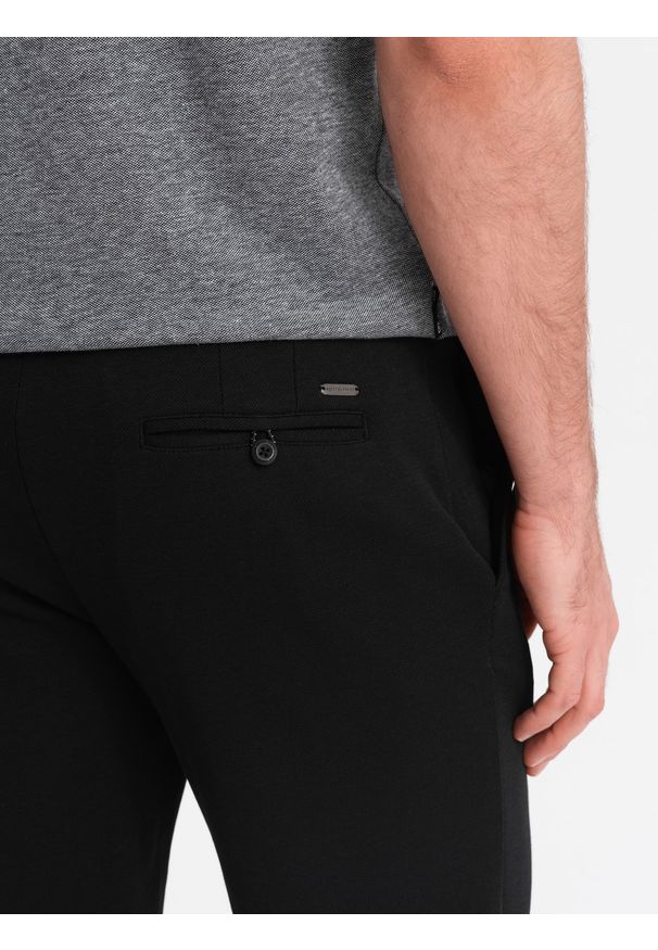 Ombre Clothing - Szorty męskie SLIM FIT ze strukturalnej dzianiny - czarne V2 - Rozmiar: XXL. Okazja: na co dzień. Kolor: czarny. Materiał: dzianina. Wzór: kwiaty. Styl: casual