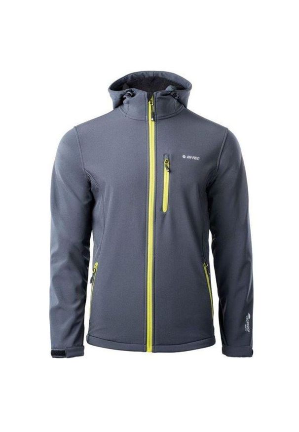 Hi-tec - Kurtka męska Softshell Hi-Tec Caen - szaro-żółta, Rozmiar XXL. Kolor: żółty, szary, wielokolorowy. Materiał: softshell. Sport: turystyka piesza