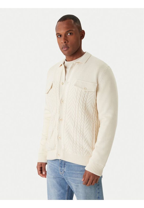 JOOP! Jeans Kardigan Walto 30047659 Écru Modern Fit. Materiał: bawełna