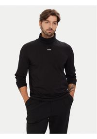 Hugo - HUGO Golf Daporollo 50547372 Czarny Regular Fit. Typ kołnierza: golf. Kolor: czarny. Materiał: bawełna