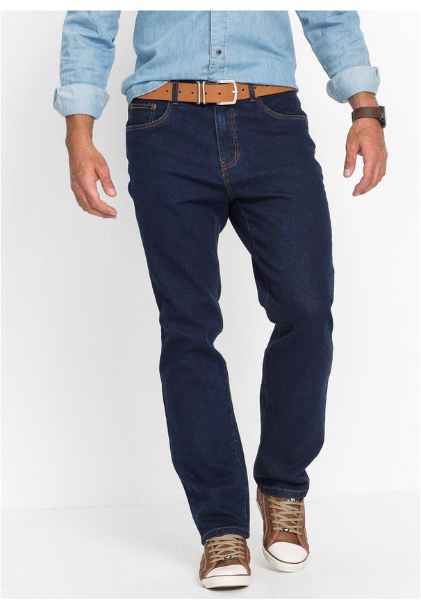 bonprix - Klasyczne dżinsy ze stretchem classic fit, straight. Stan: podwyższony. Kolor: niebieski. Styl: klasyczny